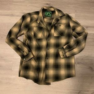 Dixxon Tan Black Button up Flannel Size XL